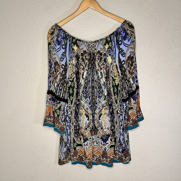 Soft Surroundings Peasant Shirt Womens Large Multicolor Paisley Boho 2AQ94 - Picture 3 of 8